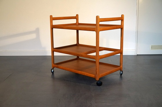 Image 1 of Mid Century Teakhouten Bar Trolley van Johannes Andersen voor Silkeborg