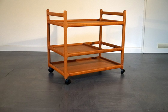 Image 1 of Mid Century Teakhouten Bar Trolley van Johannes Andersen voor Silkeborg