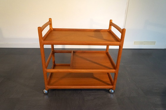 Image 1 of Mid Century Teakhouten Bar Trolley van Johannes Andersen voor Silkeborg