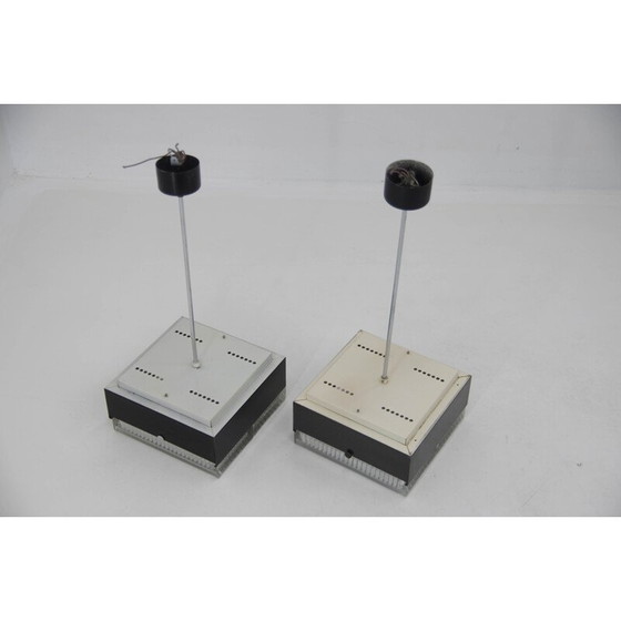 Image 1 of Paar vintage metalen en glazen hanglampen van Napako, 1970