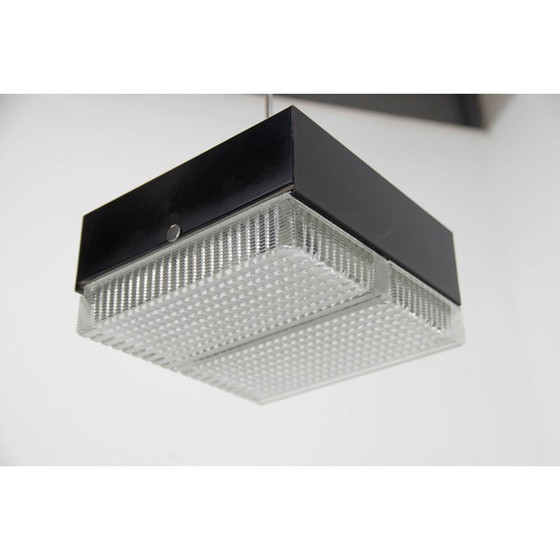 Image 1 of Paar vintage metalen en glazen hanglampen van Napako, 1970