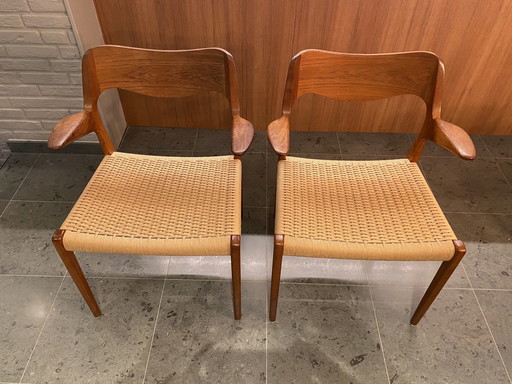 2X Niels Otto Møller Eetkamerstoel Model 55