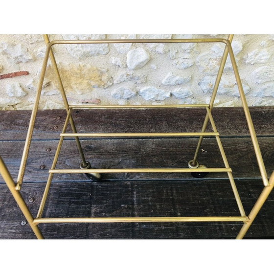 Image 1 of Vintage bijzettafel van messing en rookglas, jaren 1960