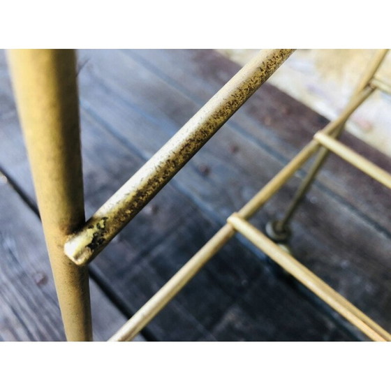 Image 1 of Vintage bijzettafel van messing en rookglas, jaren 1960