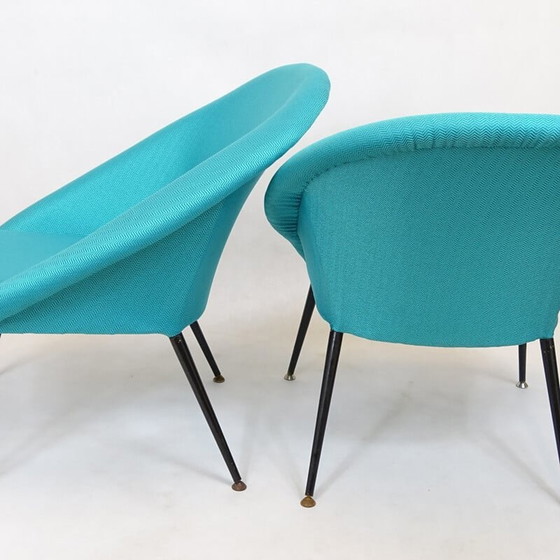 Image 1 of Paar vintage metalen fauteuils Eva Club, Polen 1960