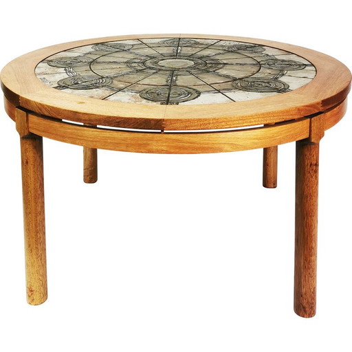 Vintage salontafel met keramiek van Ox Art, Denemarken 1970