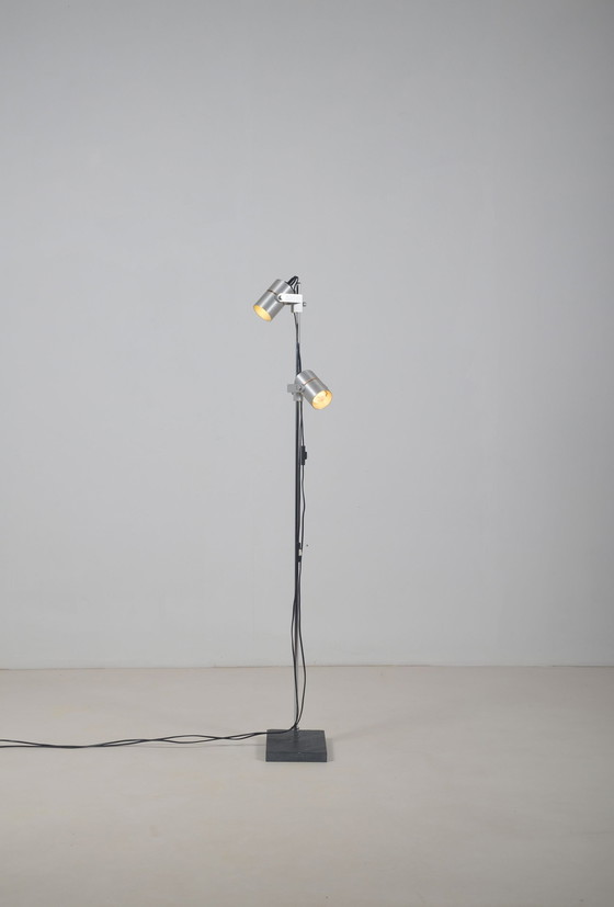 Image 1 of Deense vloerlamp met 2 spots van J. Junge, jaren '70