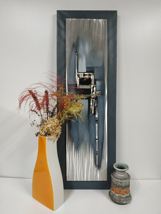Image 1 of Industrieel Abstract Kunstwerk, Metaal Kunstwerk Op Canvas.