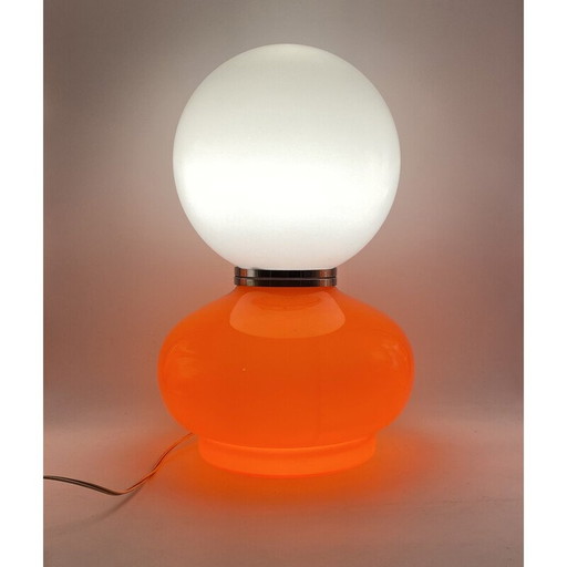 Vintage glazen tafellamp uit het ruimtetijdperk, Massive België 1970