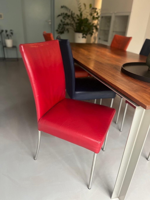 6x Plantagie Leren Eetkamer Stoelen