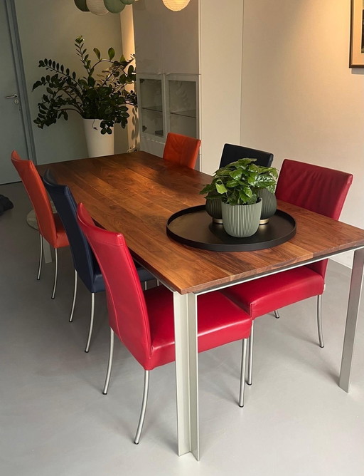 6x Plantagie Leren Eetkamer Stoelen