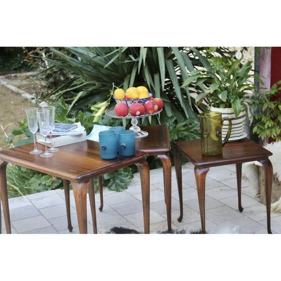 Image 1 of Vintage nesttafels van kersenhout, 1970
