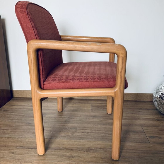 Image 1 of Vintage fauteuil in teakhout en poederroze stof, 1960