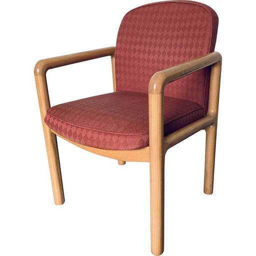 Vintage fauteuil in teakhout en poederroze stof, 1960