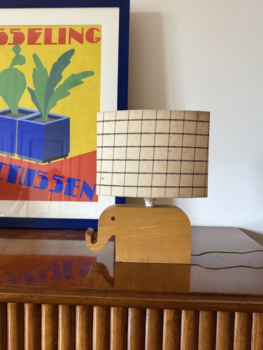 Mid Century Moderne Houten Olifant Tafellamp, Italië Circa 1960