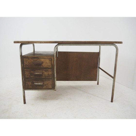 Image 1 of Vintage industrieel stalen bureau, Tsjechoslowakije 1940