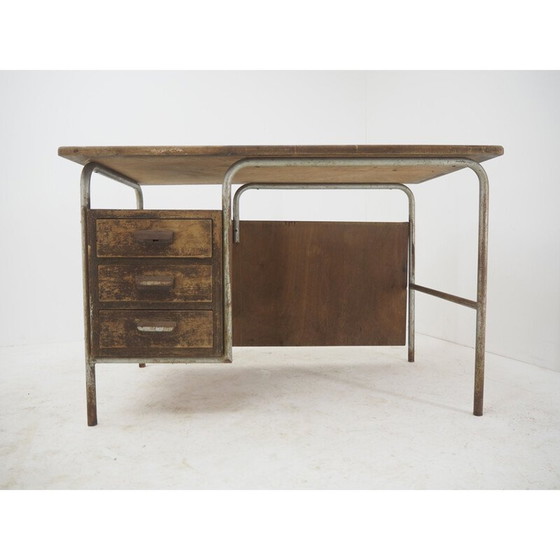 Image 1 of Vintage industrieel stalen bureau, Tsjechoslowakije 1940