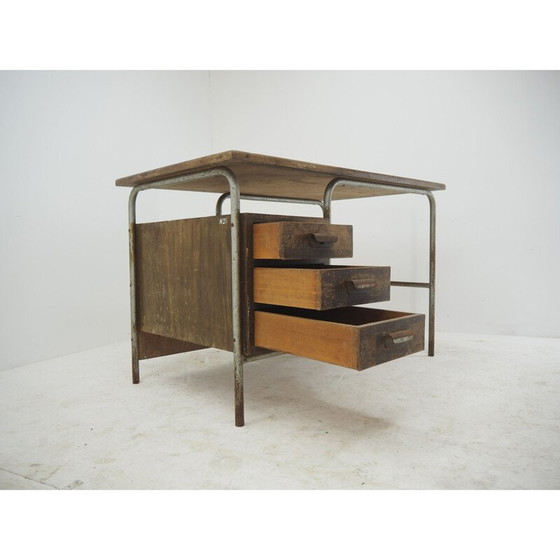 Image 1 of Vintage industrieel stalen bureau, Tsjechoslowakije 1940
