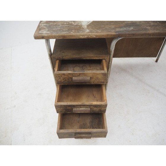 Image 1 of Vintage industrieel stalen bureau, Tsjechoslowakije 1940