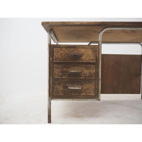 Image 1 of Vintage industrieel stalen bureau, Tsjechoslowakije 1940