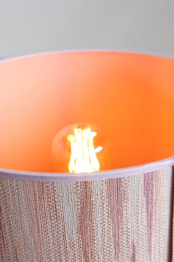 Image 1 of Vintage petrol bliksemlamp roze kap