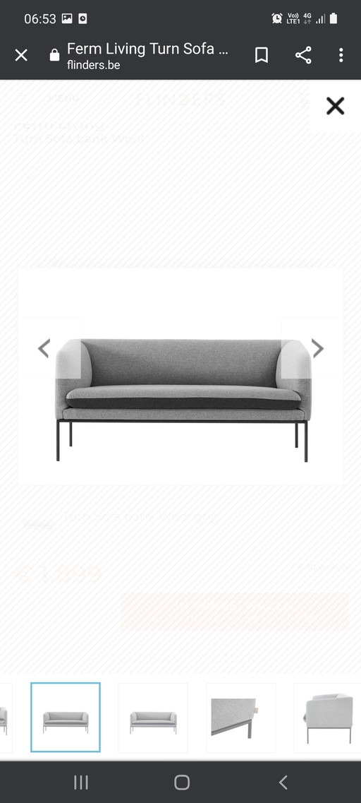 Ferm living Turn sofa 3 zit lichtgrijs-donkergrijs