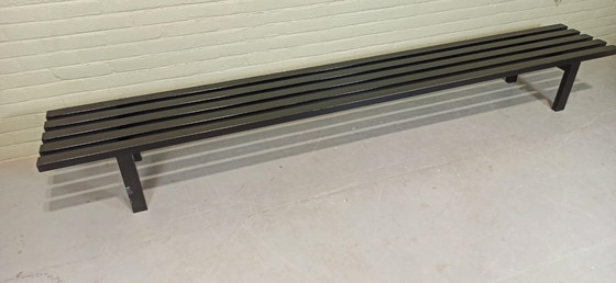 Image 1 of Vintage stalen lattenbank