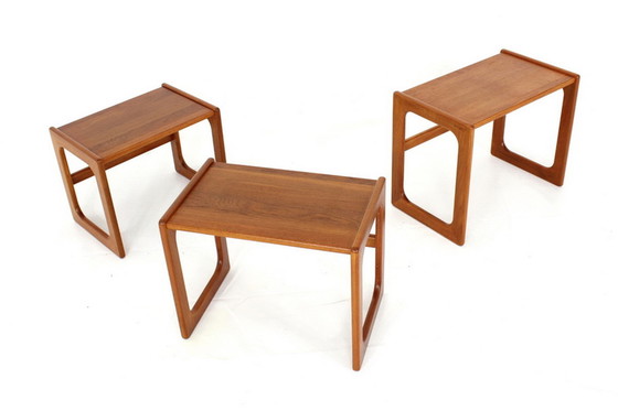 Image 1 of 3x Salin Nyborg Deense Mid Century Teak Nesting Table / bijzettafels