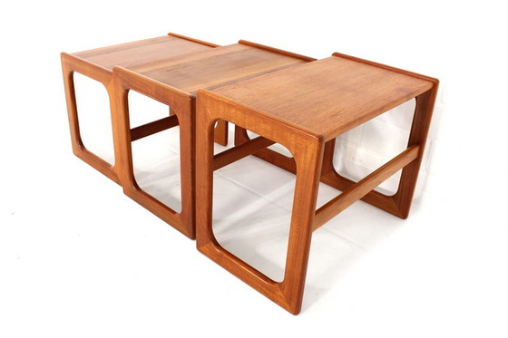 Image 1 of 3x Salin Nyborg Deense Mid Century Teak Nesting Table / bijzettafels