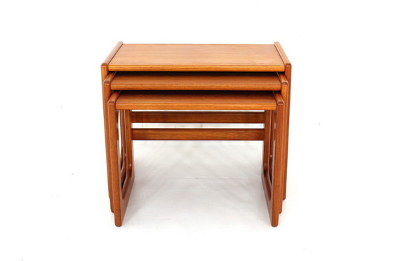 Image 1 of 3x Salin Nyborg Deense Mid Century Teak Nesting Table / bijzettafels