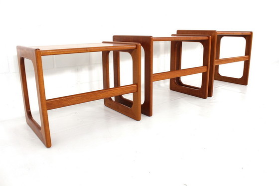 Image 1 of 3x Salin Nyborg Deense Mid Century Teak Nesting Table / bijzettafels