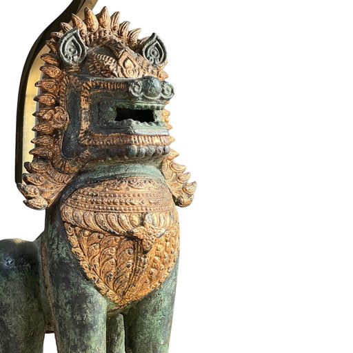 Thaise Singha leeuw Foo dog bronzen en vergulde tafellamp