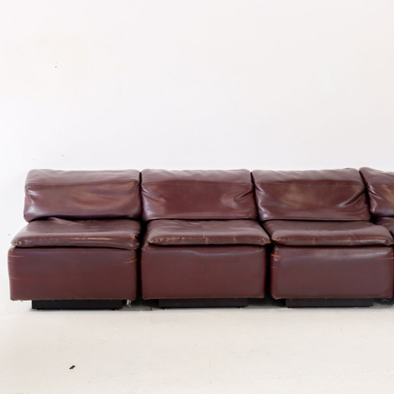 Image 1 of Vintage paarse leren modulaire bank