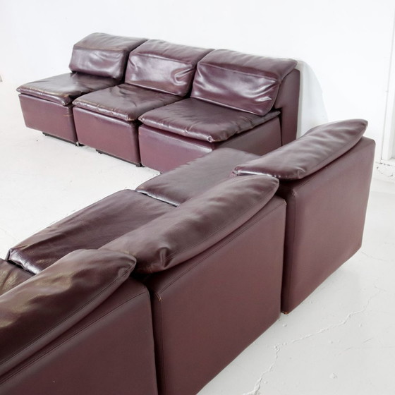 Image 1 of Vintage paarse leren modulaire bank