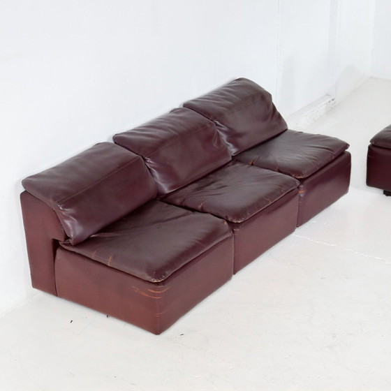 Image 1 of Vintage paarse leren modulaire bank