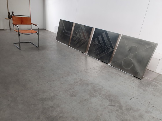 Image 1 of Brutalist vintage metal wall panels geometrical 60's 
