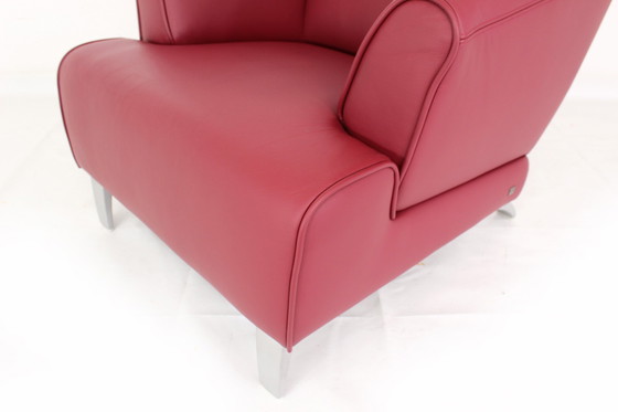 Image 1 of Als nieuw Rolf Benz Lounge Chair / Fauteuils met rood leer en aluminium poten