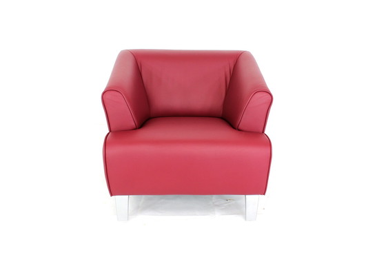 Image 1 of Als nieuw Rolf Benz Lounge Chair / Fauteuils met rood leer en aluminium poten