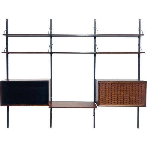 Vintage houten wandmeubel van Poul Cadovius, Denemarken 1960