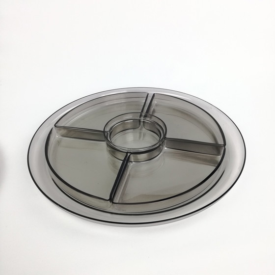 Image 1 of Gerookt glazen dienblad van Vicke Lindstrand voor Orrefors, Zweden, 1930