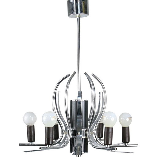 Vintage chromen zwanen kroonluchter, 1970