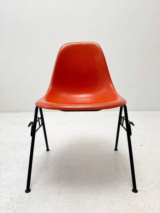 Set van 6 oranje Dss-N bijzetstoelen van Charles & Ray Eames voor Herman Miller, jaren 1950