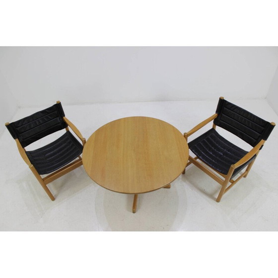 Image 1 of Set vintage zwartleren fauteuils en salontafel van Ditte en Adrian Heath, jaren 1960, Deens