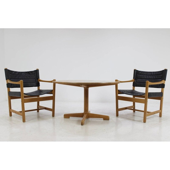 Image 1 of Set vintage zwartleren fauteuils en salontafel van Ditte en Adrian Heath, jaren 1960, Deens