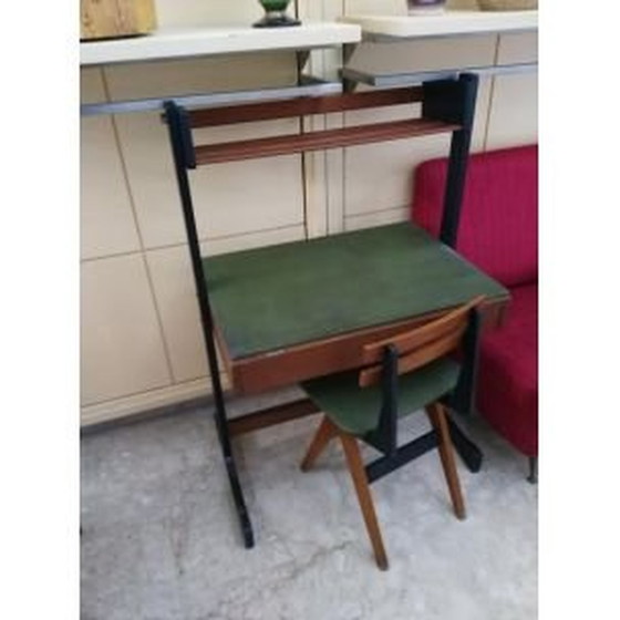Image 1 of Vintage bureau met houten en metalen stoel door Reguitti Brothers, Italië 1960
