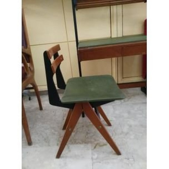 Image 1 of Vintage bureau met houten en metalen stoel door Reguitti Brothers, Italië 1960