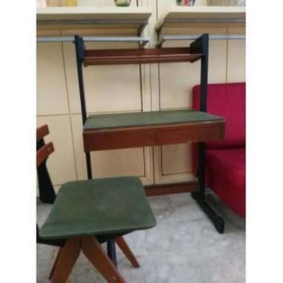 Image 1 of Vintage bureau met houten en metalen stoel door Reguitti Brothers, Italië 1960