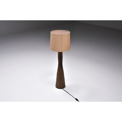 Rustieke vintage vloerlamp met keramieken voet, 1940