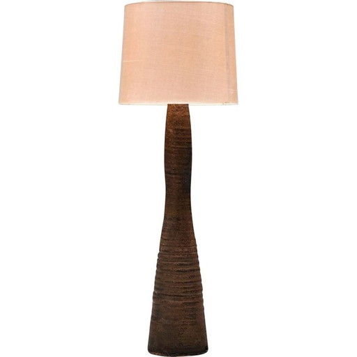 Rustieke vintage vloerlamp met keramieken voet, 1940