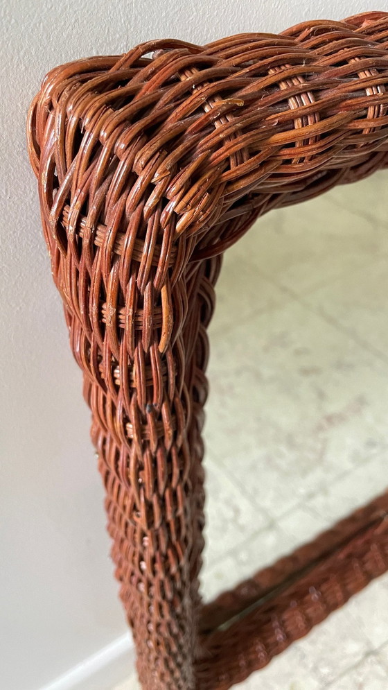 Image 1 of Vintage rotan spiegel Frankrijk
